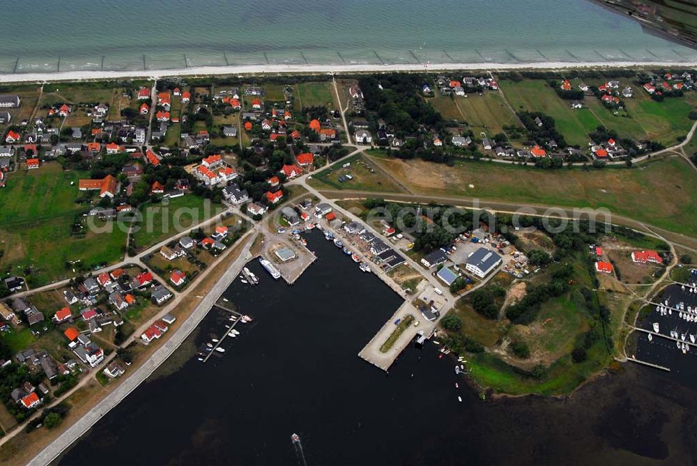 Aerial photograph Vitte auf Hiddensee - Der Hafen von Vitte auf Hiddensee.