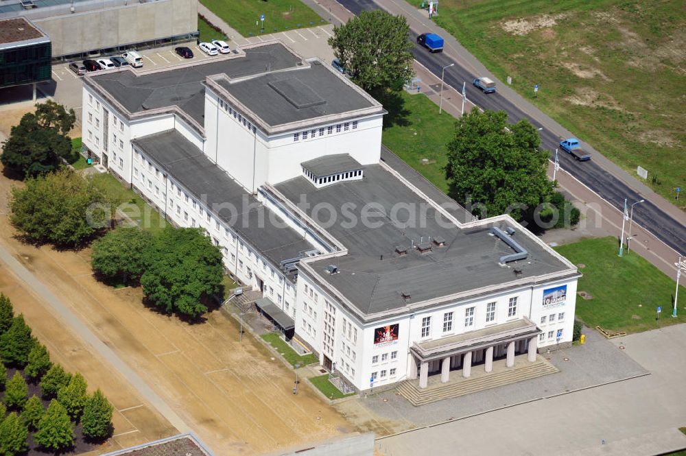 Aerial image Bitterfeld - The Palace of Culture was built by Bitterfeld Electrochemical state combine. Today, the house is owned by the PD Chemical Park Bitterfeld -Wolfen