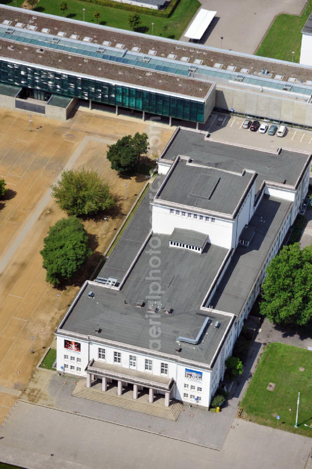 Bitterfeld from above - The Palace of Culture was built by Bitterfeld Electrochemical state combine. Today, the house is owned by the PD Chemical Park Bitterfeld -Wolfen