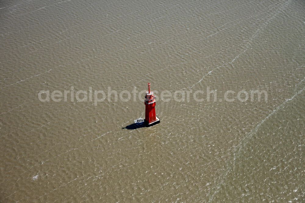 Robbenplate from above - The Lighthouse Seal Plate is a building erected from 1924 to 1925 in the Weser estuary. It is located in the west of the sandbar seal plate and now serves as leading light