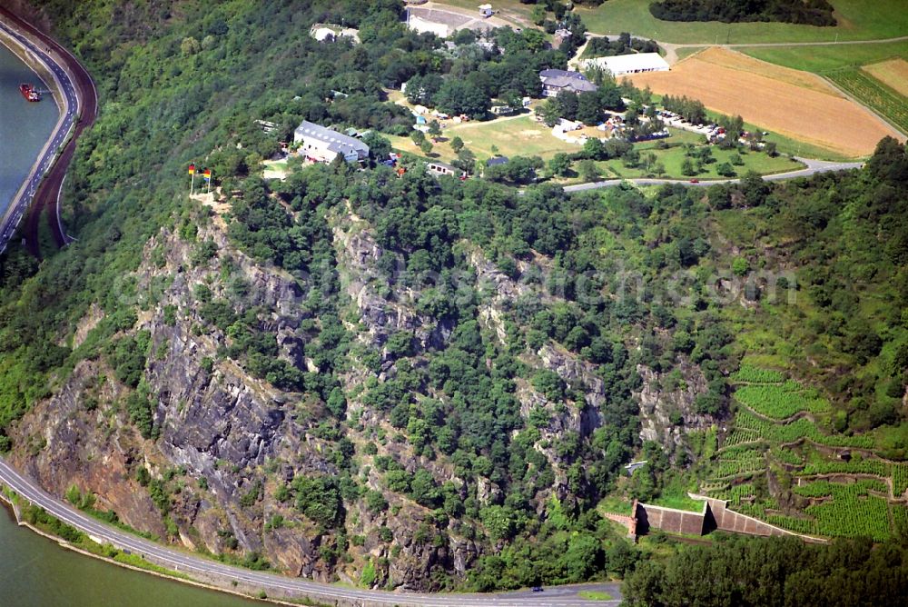 Aerial photograph Sankt Goarshausen - The Lorelyfelsen in Sankt Goar in Rhineland-Palatinate