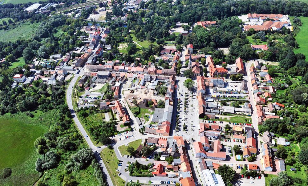 Aerial photograph Zossen - View at the market square and the inner city of Zossen in Teltow-Fläming in Brandenburg