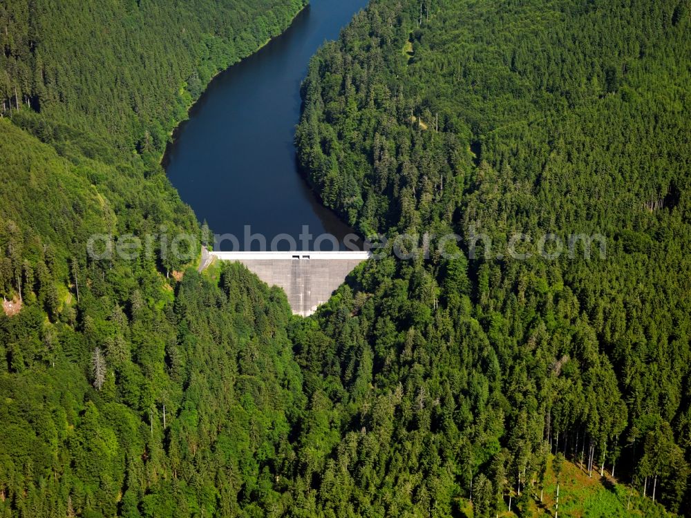 Aerial photograph Brenden - The Mettma barrier lake in Brenden in the community of Ühlingen-Birkendorf in the state of Baden-Württemberg. The pool is a pump accumulator lake in the valley of the Mettma in the Black Forest. It is part of the network of the Schluchsee works AG Laufenburg between the lake Schluchsee and the river Rhine. It is used for power generation