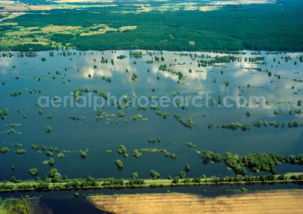 Schwedt from the bird's eye view: Lower Oder Valley National Park is a National Park was established in 1995 in Germany. It is located on the lower reaches of the Oder in the north-east of Brandenburg, district Uckermark. The National Park is surrounded on the German side of the large conservation area the Lower Oder Valley National Park region. The national park is adjacent to the Polish countryside and the Lower Oder Valley National Park Zehdener Landscape Park and its protection zone is a geographical unit. The large river-floodplain landscape is a habitat for many rare or endangered plants and animals, including beaver