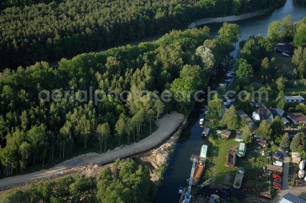 Aerial photograph Finowfurt - Blick auf den Oder-Havel-Kanal. Er verbindet die Havel vom Nieder Neundorfer See mit Hohensaaten an der Oder. Gebaut wurde er von 1906 bis 1914 um den Finowkanal zu entlasten. Kontakt: Wasser und Schifffahrtsverwaltung des Bundes (WSV), Referat WS16, Verkehrstechnik, IT und Öffentlichkeitsarbeit in der Wasser- und Schifffahrtsverwaltung, Robert-Schuman-Platz 1, 53170 Bonn, Tel. 03677 / 669-0