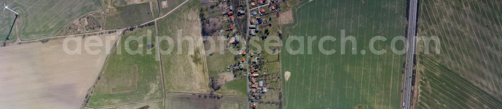 Aerial image Bernau - Vertical aerial photo of the hamlet of Birkholz, which belongs to the town of Bernau. At the left, the motor way A 11, and, at the right, the airfield of the Reinickendorf Aeromodelling Club can be seen