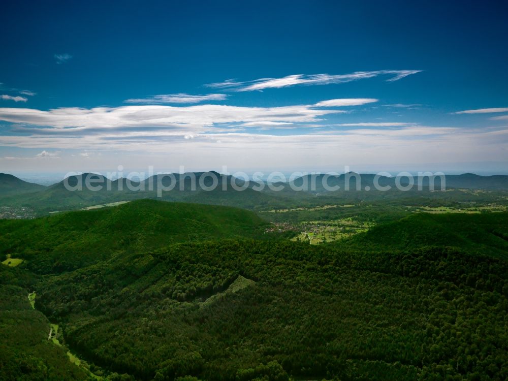 Hauenstein from above - The Palatinate Forest near Hauenstein in the state of Rhineland-Palatinate. It is the largest forest in Germany and one of the largest in Europe. Originally used for energy and wood, it is today marked as a recreational area as well as and important ecological area in Germany and designated a nature park