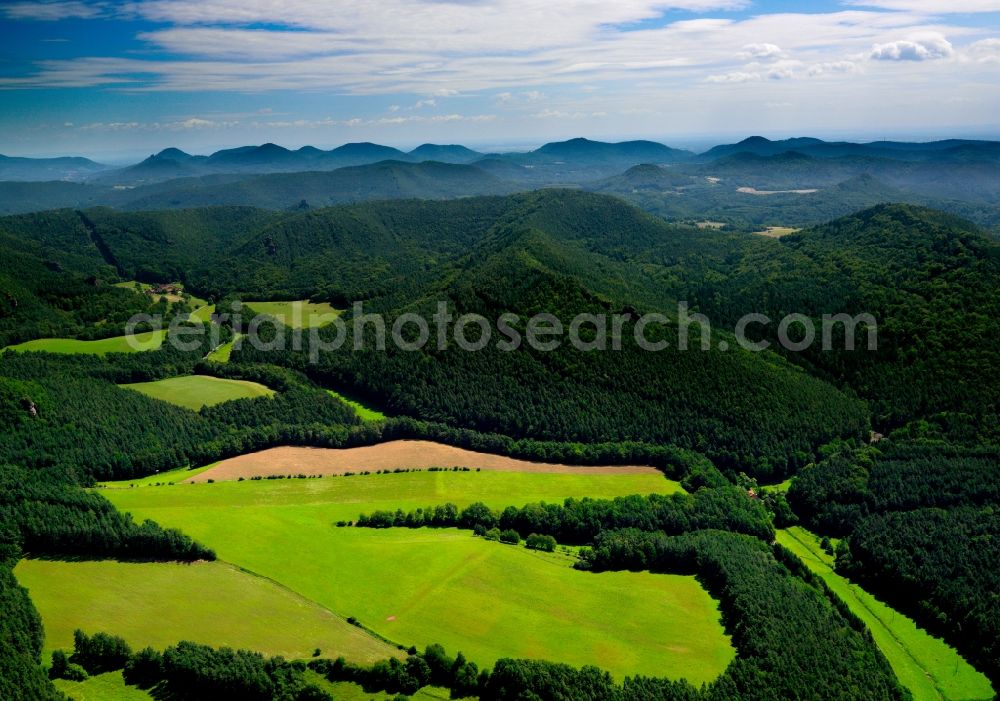 Aerial photograph Schindhard - The Palatinate Forest in the county district of Schindhard in the state of Rhineland-Palatinate. It is the largest forest in Germany and one of the largest in Europe. Originally used for energy and wood, it is today marked as a recreational area as well as and important ecological area in Germany and designated a nature park