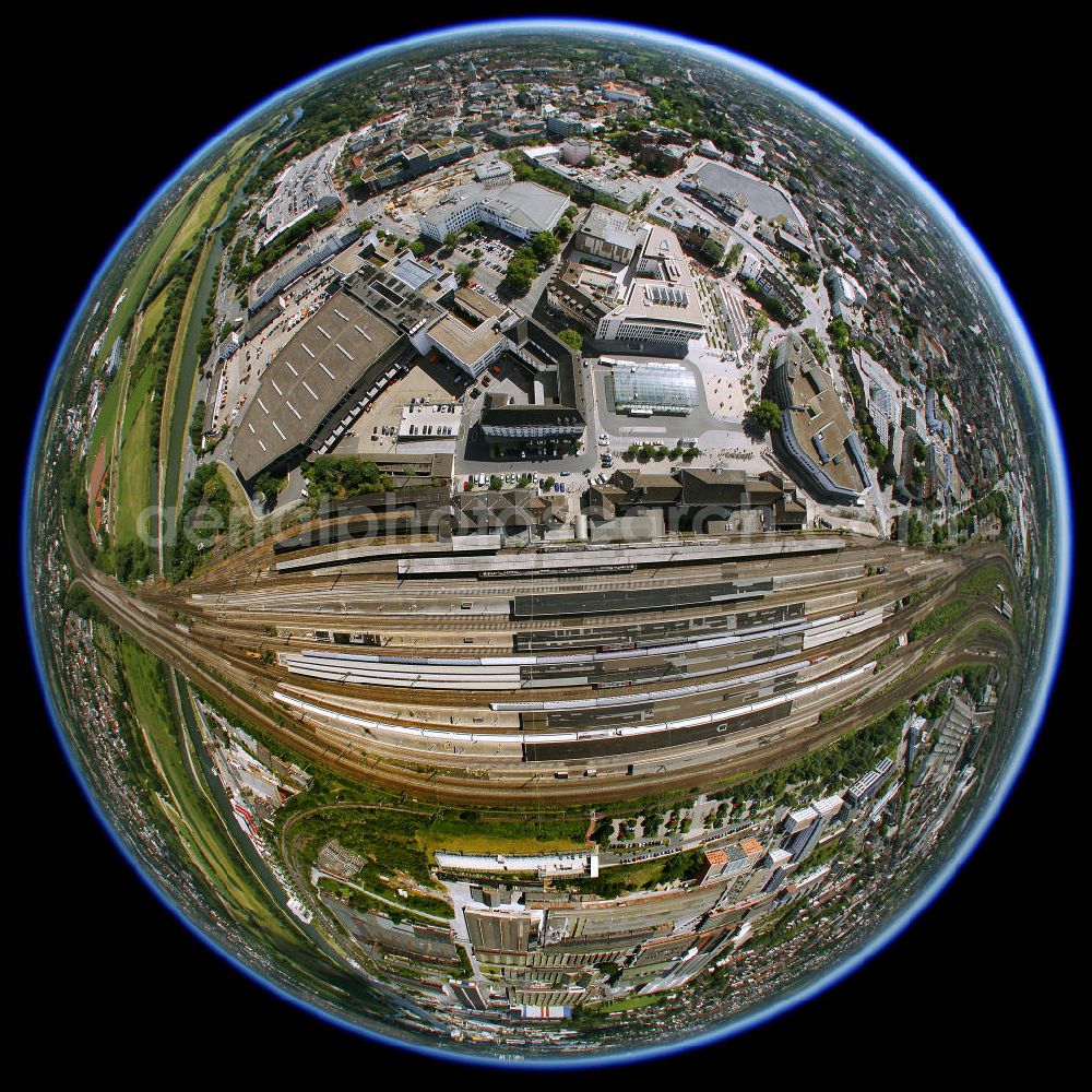 Aerial image Hamm - Fish-eye view at the marshalling yard of Hamm in North Rhine-westphalia. It is almost entirely closed now