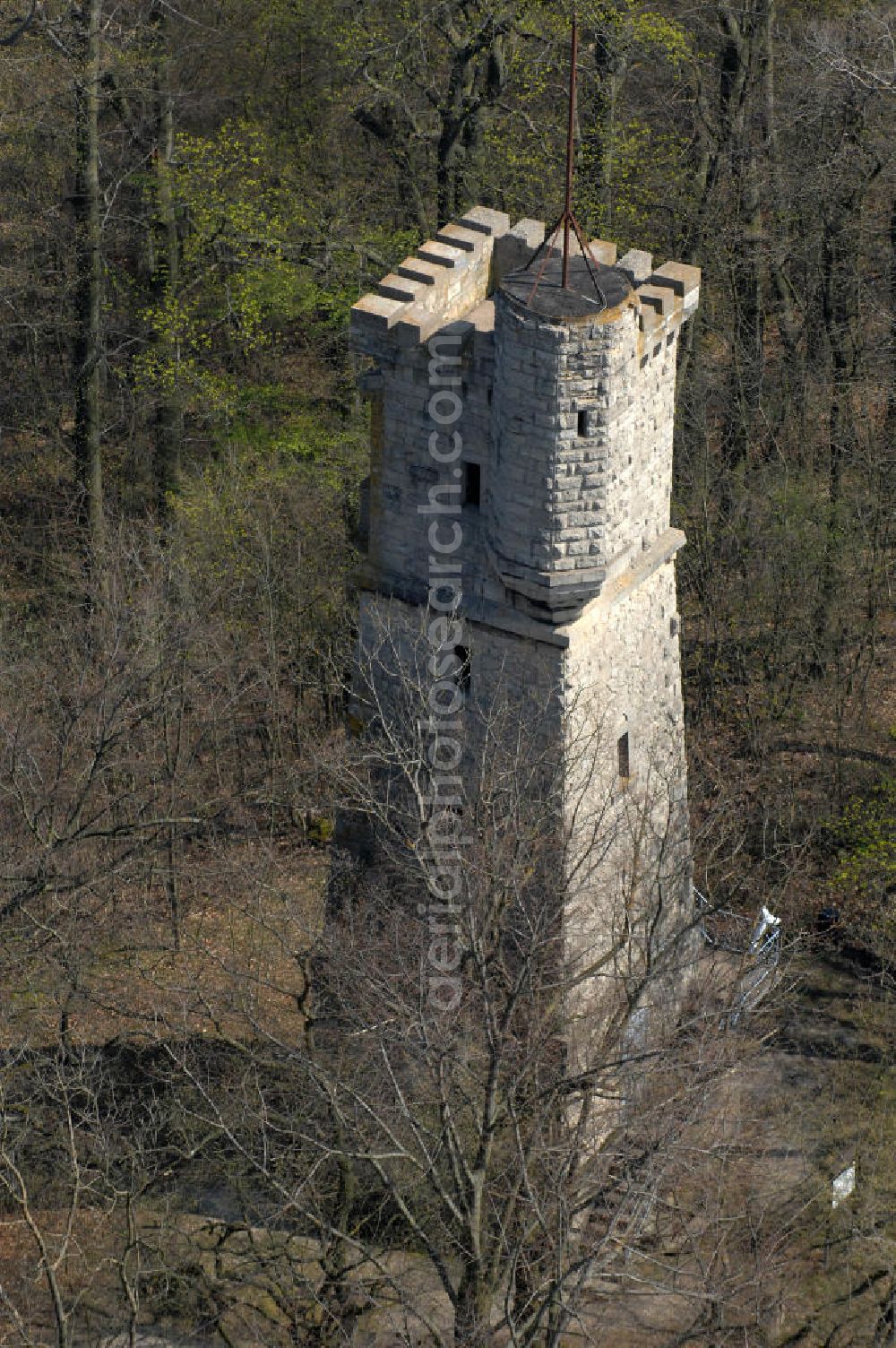 Sondershausen from above - Blick auf den Spatenbergturm (Bismarckturm) in Sondershausen.