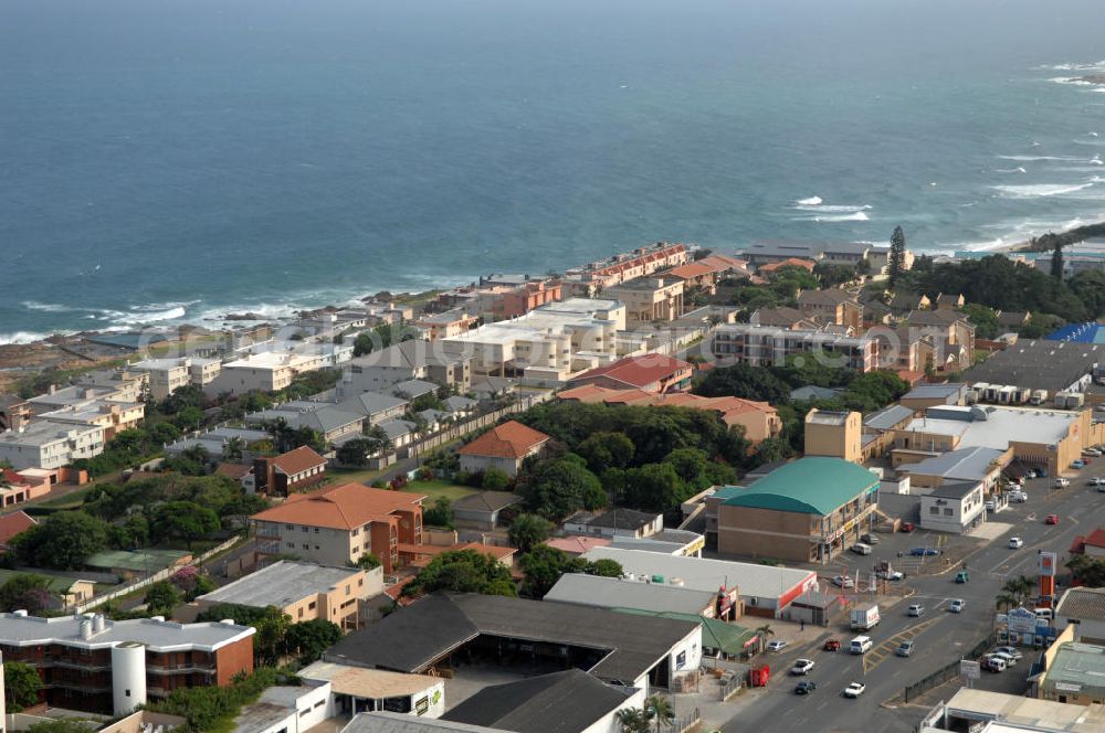 UVONGO from above - Townscape of St. Micheal's on Sea, a district of Uvongo, South Africa. Uvongo is a seaside resort south of Port Shepstone with a lot of hotels and holiday homes. It is the largest residental area on the South Coast of Africa. On the left side lies the Uvago Falls Penthouse