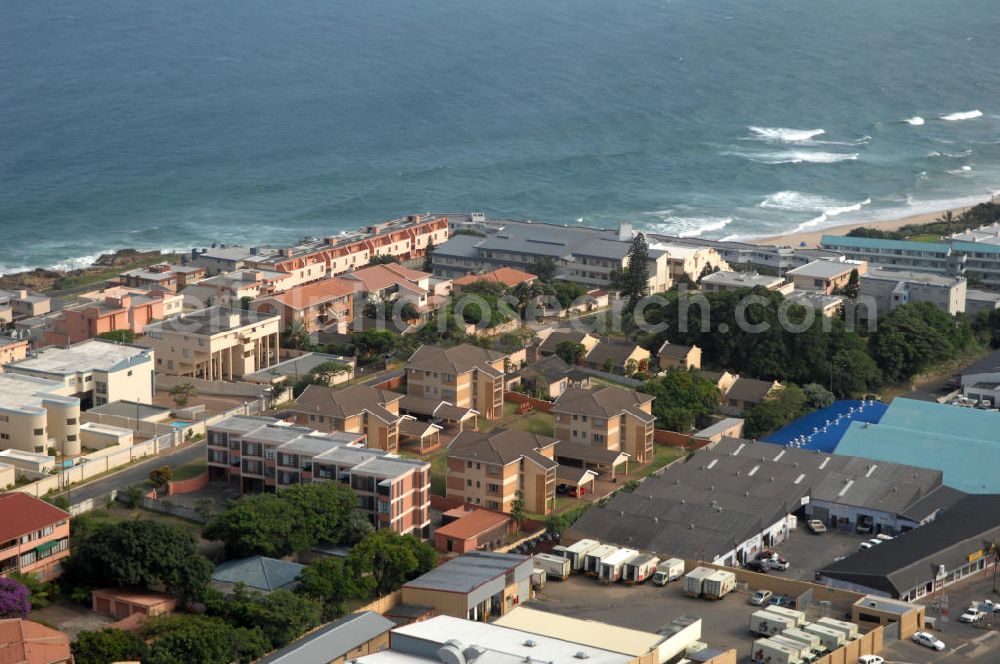 UVONGO from the bird's eye view: Townscape of St. Micheal's on Sea, a district of Uvongo, South Africa. Uvongo is a seaside resort south of Port Shepstone with a lot of hotels and holiday homes. It is the largest residental area on the South Coast of Africa. On the left side lies the Uvago Falls Penthouse