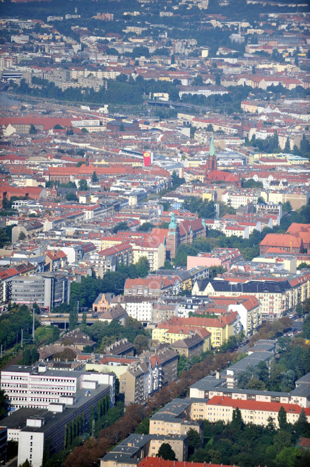 Aerial photograph Berlin Prenzlauer Berg - Der Stadtteil Prenzlauer Berg in Berlin im Überblick. Overview of the district Prenzlauer Berg in Berlin.