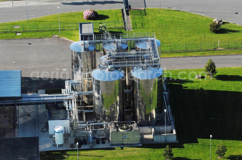 Aerial photograph Malchin - Blick auf die Produktionsstätte der ReFood GmbH. Die Gesellschaft ist europäischer Marktführer in der Verarbeitung und Verwertung tierischer Nebenprodukte und von Lebensmittelresten. Sie ist ein Tochterunternehmen der SARIA Bio-Industries AG & Co. KG. Kontakt: ReFood GmbH, Niederlassung Malchin, Gewerbegebiet An der Landwehr, 17139 Malchin, Tel. 03994 / 20 96-0,