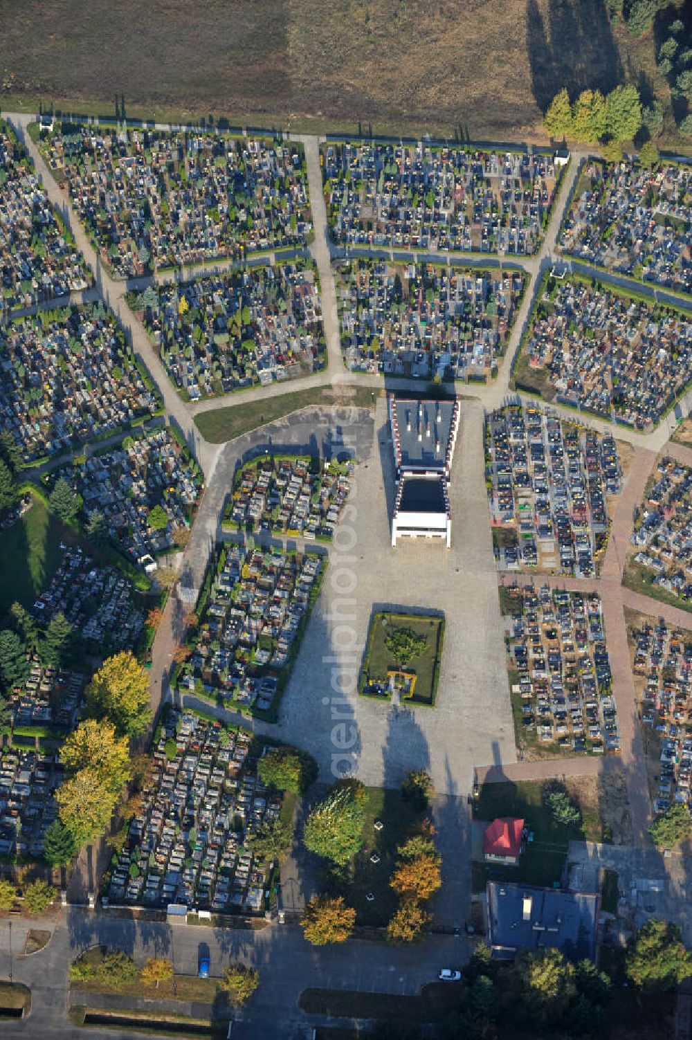 Aerial photograph POLKOWICE - View of the municipal cementry of Polkowice in Poland