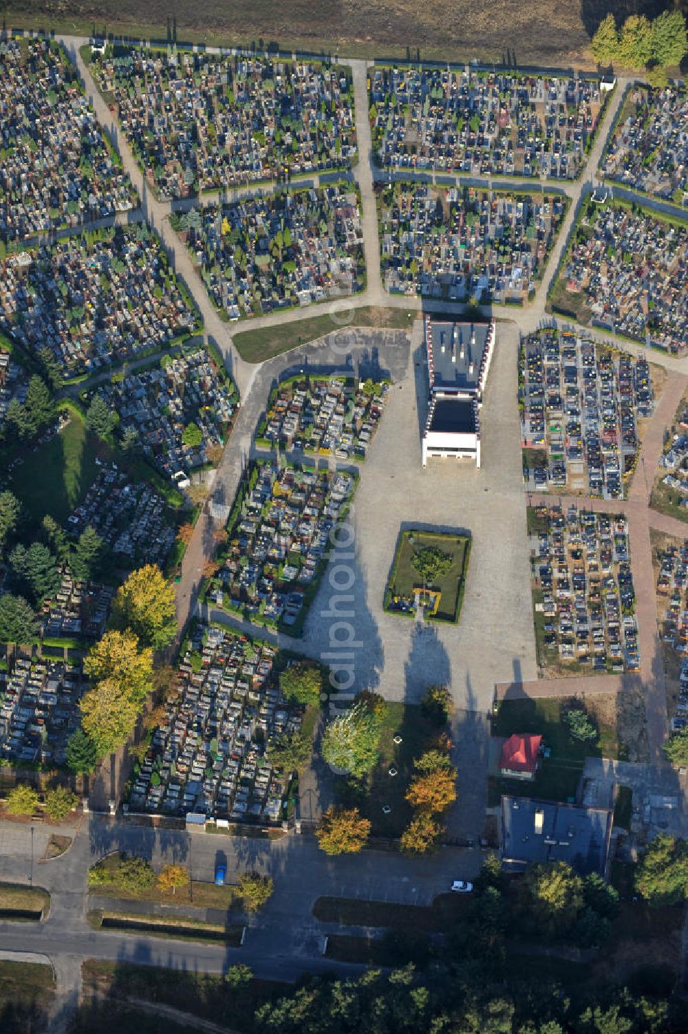 POLKOWICE from above - View of the municipal cementry of Polkowice in Poland