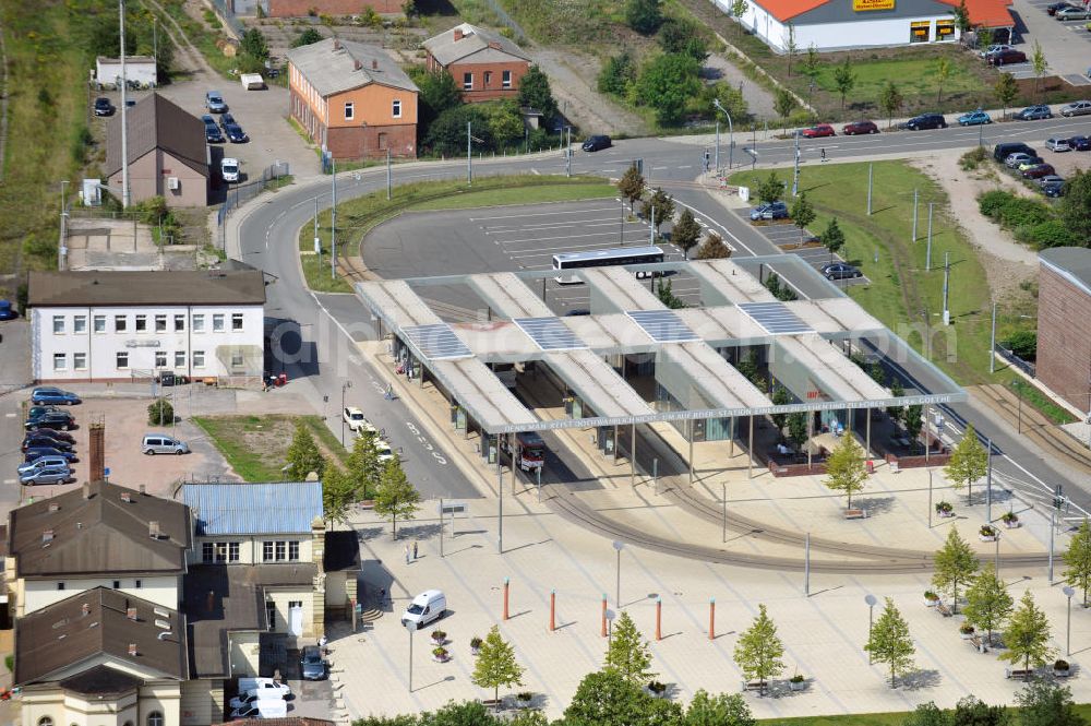 Gotha from the bird's eye view: View of the tram and bus station in Gotha, which was built in 2007 during a remodeling of the station forecourt