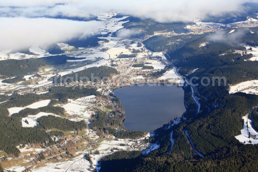 Titisee-Neustadt from the bird's eye view: The Titisee in the state of Baden-Wuerttemberg is a popular destination in the Black Forest