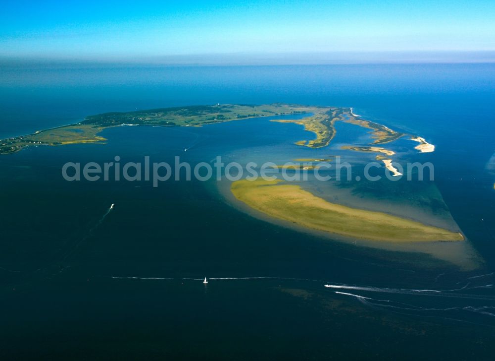 Aerial image Insel Hiddensee - The Vitter lagoon lies between the Baltic islands of Rügen and Hiddensee. The area is home to diverse animal and plant species. It is a unique habitat, in which there are up to 28 natural and landscape parks