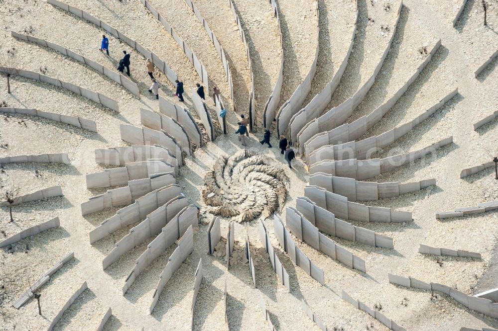 Aerial image München - By Latz + Partner Landscape Architects designed cells Garden The weather changes on the grounds of the National Garden Show 2005 in Munich-Riem in Bavaria