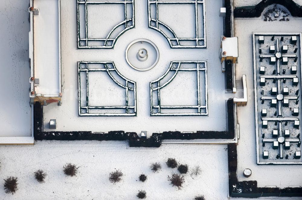 Berlin from the bird's eye view: Wintry area of the Italian Renaissance Garden in Marzahn Recreational Park