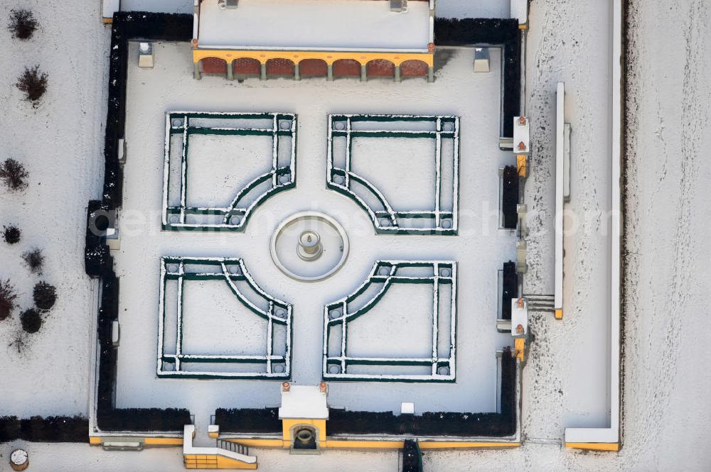 Berlin from the bird's eye view: Wintry area of the Italian Renaissance Garden in Marzahn Recreational Park