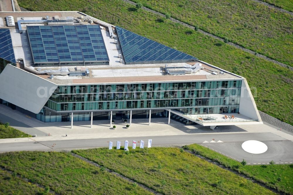 Wolfsburg from the bird's eye view: The MobileLifeCampus in the district Hageberg. In the building complex, which was developed and designed by Henn Architekten and opened in 2006, AutoUni and parts of Volkswagen of information technology are housed