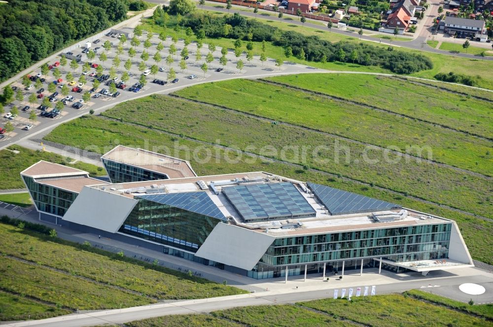 Aerial photograph Wolfsburg - The MobileLifeCampus in the district Hageberg. In the building complex, which was developed and designed by Henn Architekten and opened in 2006, AutoUni and parts of Volkswagen of information technology are housed