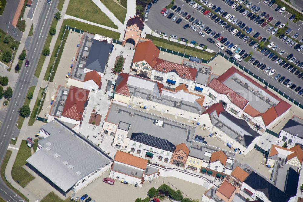 Wustermark from the bird's eye view: Designer Outlet Center in Elstal Wustermark in Brandenburg