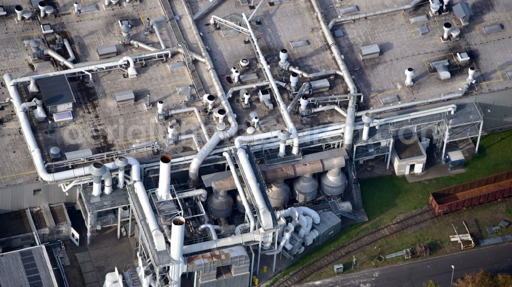 Weißenthurm from the bird's eye view: Detail view of an operating building of the Ardagh Group - Beverage in Weissenthurm in the state Rhineland-Palatinate, Germany