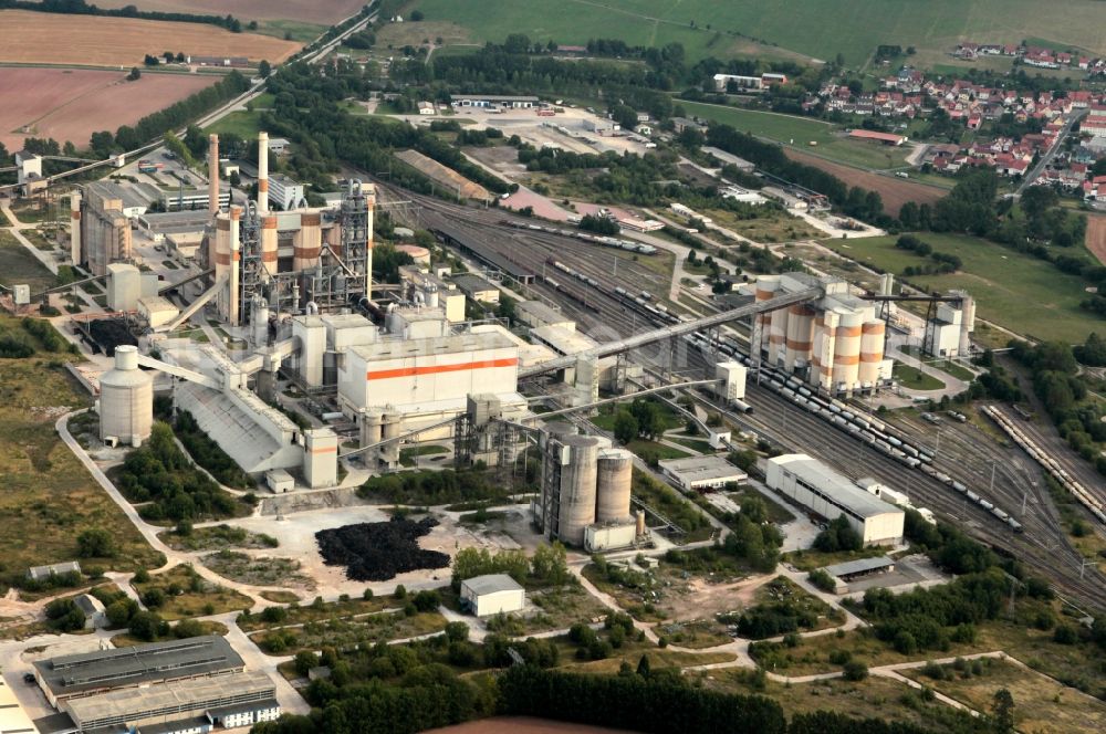 Deuna from above - The cement plant area of the Deuna Zement company in Deuna in Thuringia