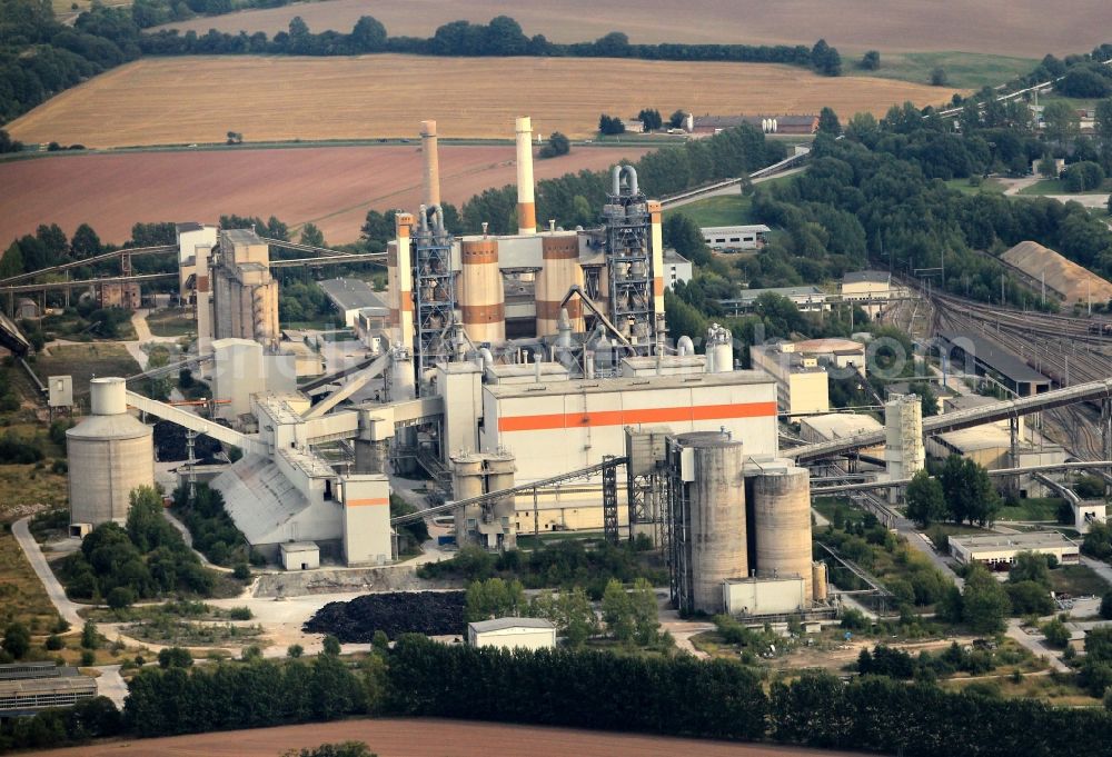 Aerial image Deuna - The cement plant area of the Deuna Zement company in Deuna in Thuringia