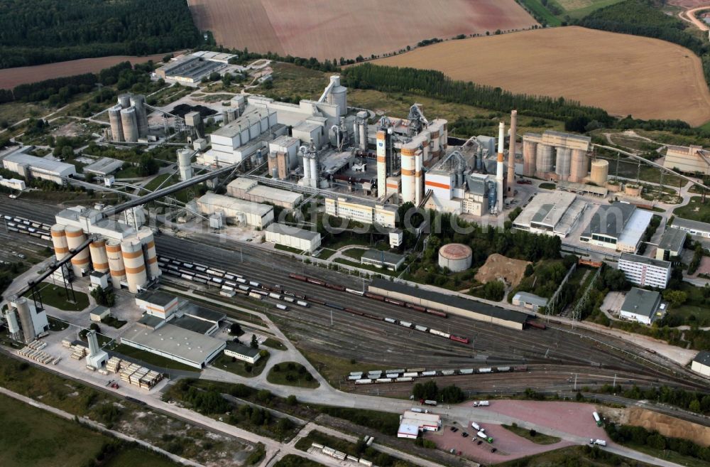 Aerial image Deuna - The cement plant area of the Deuna Zement company in Deuna in Thuringia