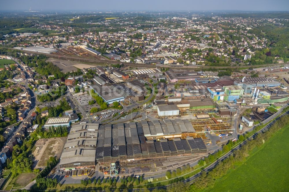 Witten from the bird's eye view: Technical equipment and production facilities of the steelworks Deutsche Edelstahlwerke in Hagen in the state North Rhine-Westphalia, Germany