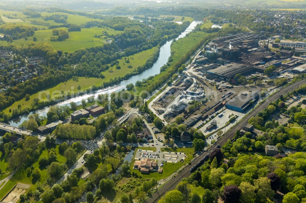 Aerial photograph Witten - Technical equipment and production facilities of the steelworks Deutsche Edelstahlwerke in Hagen in the state North Rhine-Westphalia, Germany