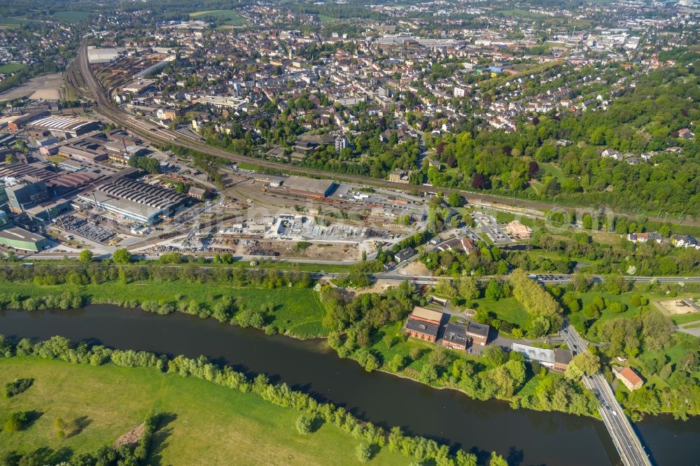 Witten from the bird's eye view: Technical equipment and production facilities of the steelworks Deutsche Edelstahlwerke in Hagen in the state North Rhine-Westphalia, Germany