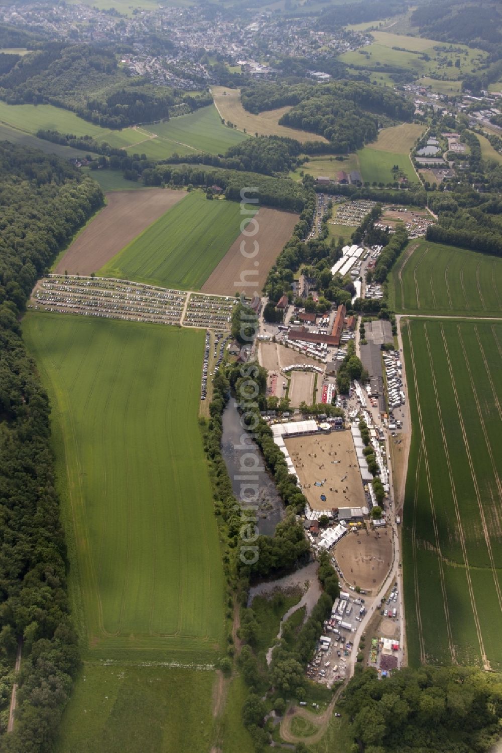 Balve from above - The German Championship in Jumping in Balve in the state of North Rhine-Westphalia North Rhine-Westphalia