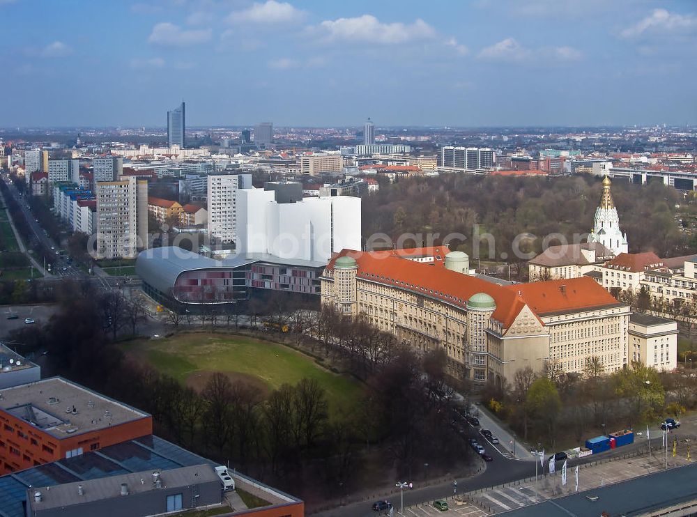 Aerial image Leipzig - Die Deutsche Nationalbibliothek DNB am Standort Leipzig in Sachsen. The German National Library DNB Leipzig in Saxony.