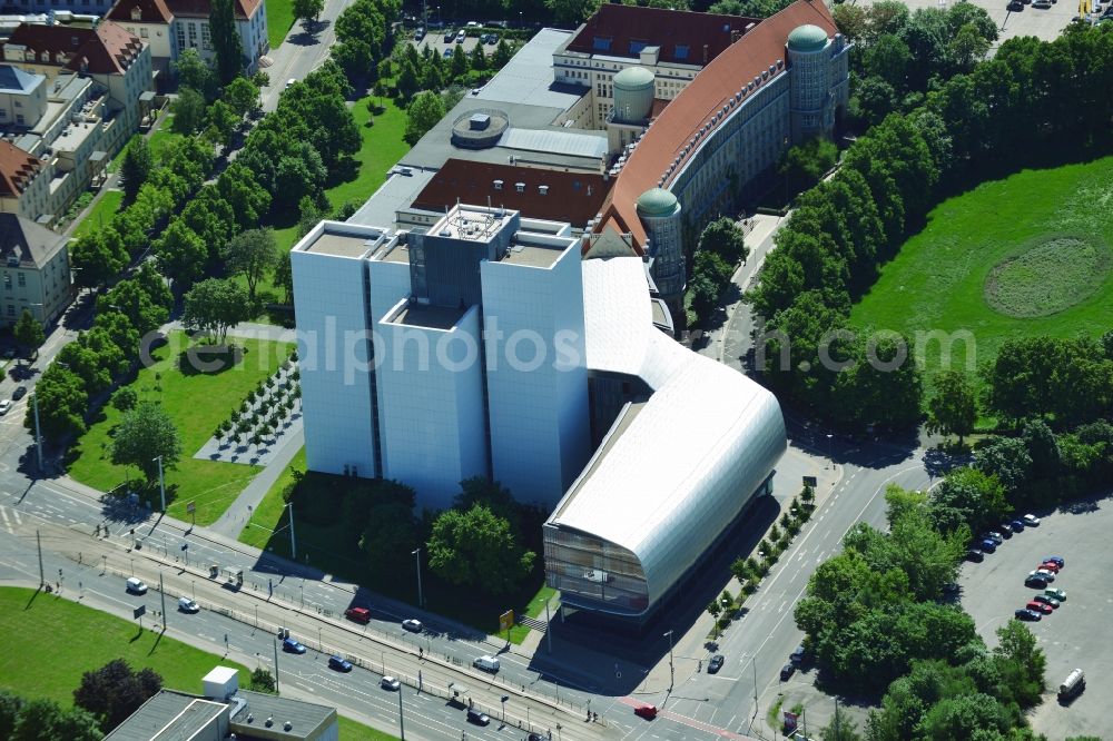 Leipzig from above - View to an location of the German National Library in Leipzig