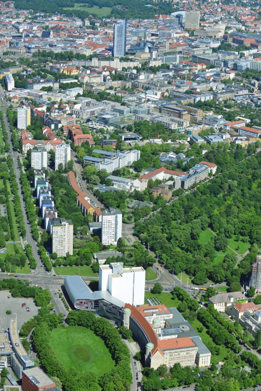 Aerial image Leipzig - View to an location of the German National Library in Leipzig