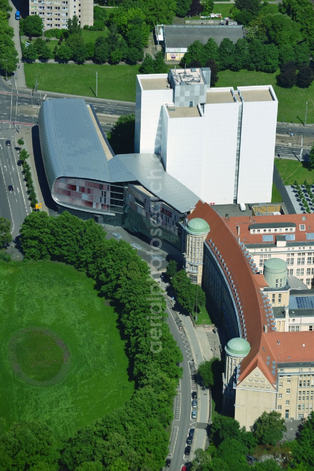 Aerial photograph Leipzig - View to an location of the German National Library in Leipzig