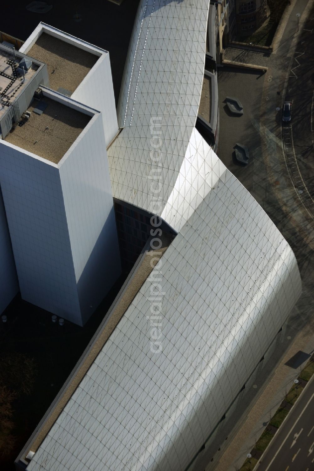 Leipzig from the bird's eye view: View to an location of the German National Library in Leipzig in saxony