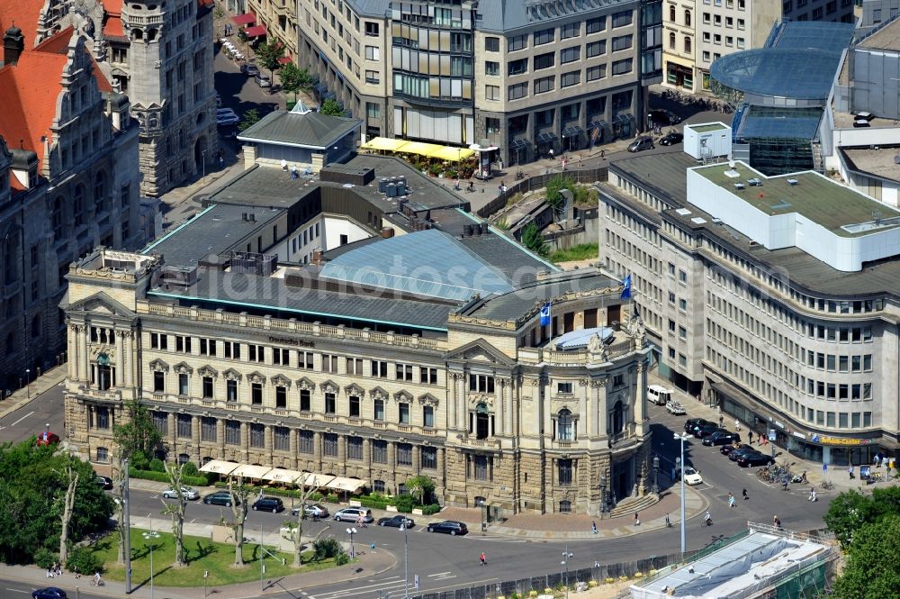 Leipzig from above - Central office of the Leipzig branch of the Deutsche Bank Company in the state Saxony