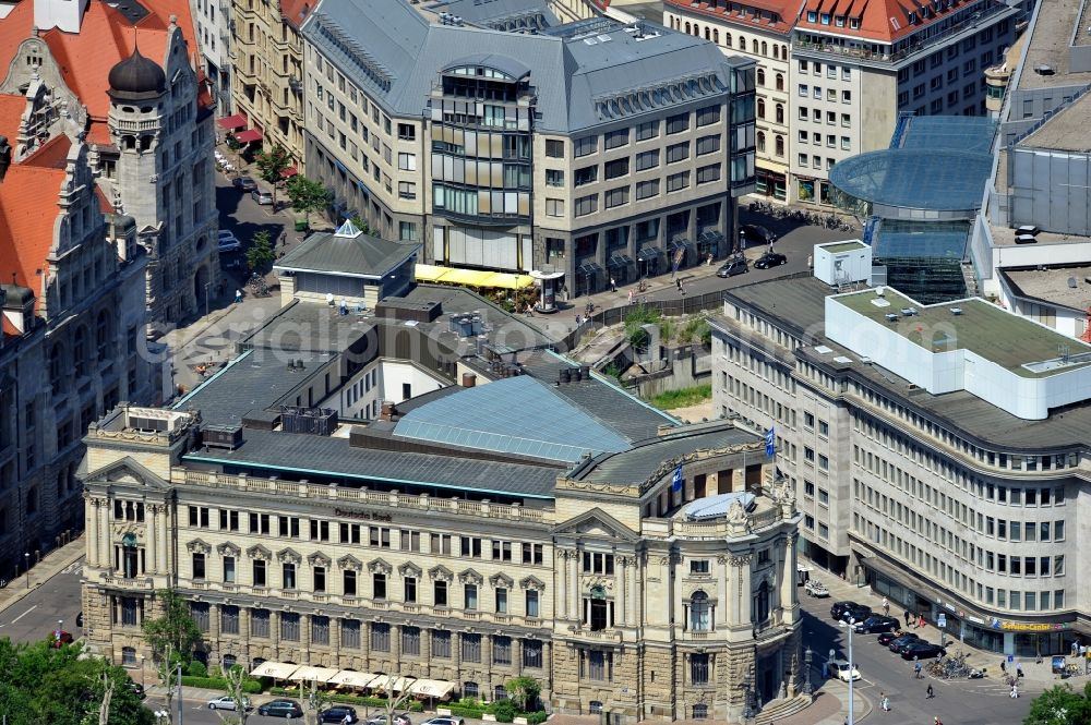 Leipzig from the bird's eye view: Central office of the Leipzig branch of the Deutsche Bank Company in the state Saxony