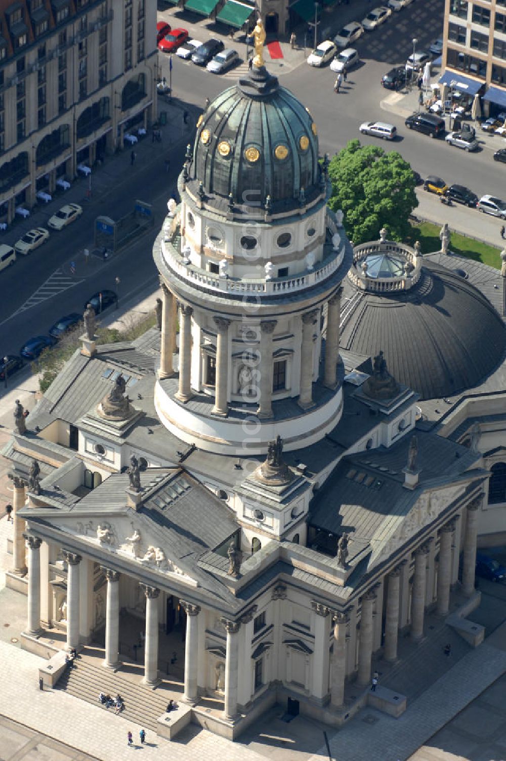 Berlin from above - Blick auf den Deutschen Dom am Gendarmenmarkt in Berlin-Mitte. View of the German Cathedral in Berlin-Mitte.