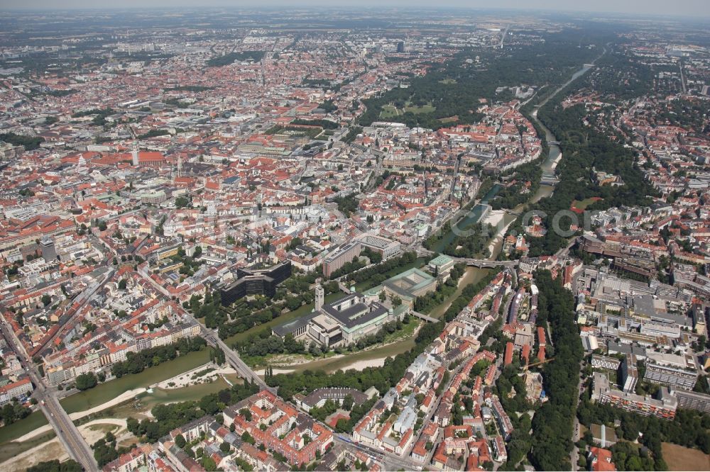 Aerial photograph München - The German Museum on Museum Island in Munich in Bavaria