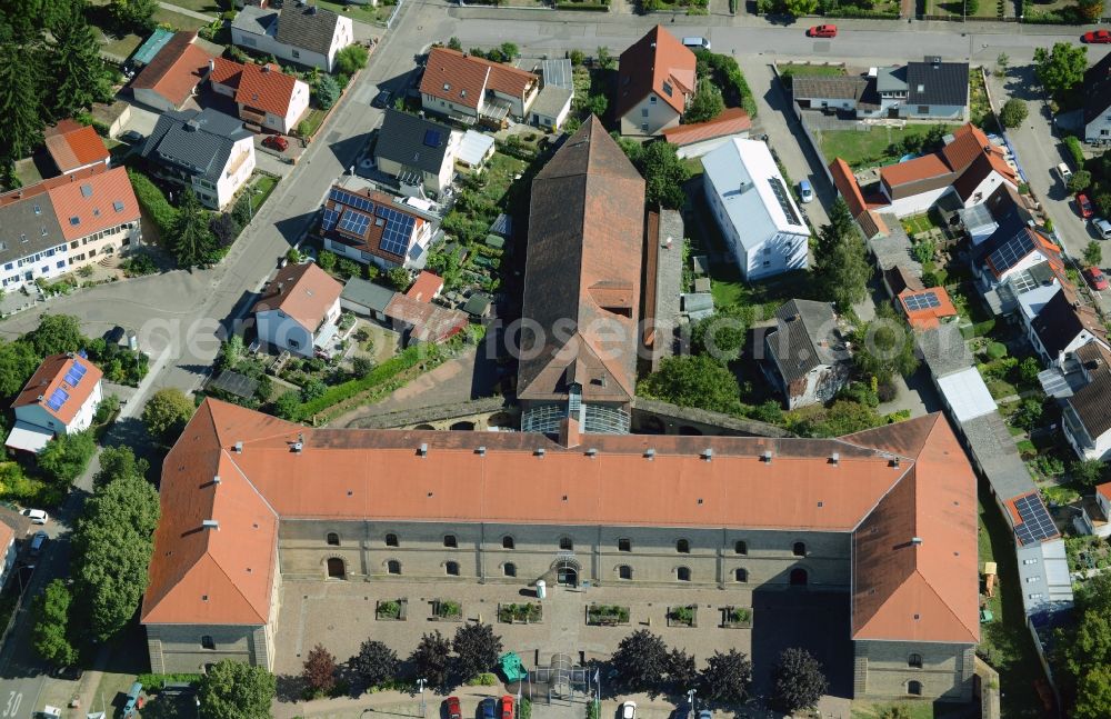 Germersheim from above - Fragments of the fortress on Zeughaus in Germersheim in the state Rhineland-Palatinate