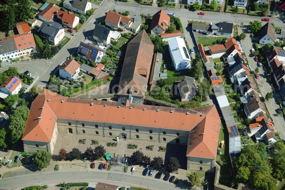 Aerial image Germersheim - Fragments of the fortress on Zeughaus in Germersheim in the state Rhineland-Palatinate