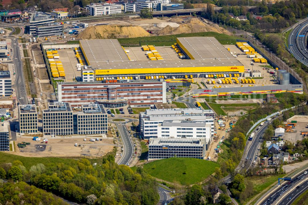 Aerial photograph Bochum - Building complex on the site of the DHL parcel center and logistics center in the development area MARK 517 on the street Opelring in the district Laer in Bochum in the state North Rhine-Westphalia, Germany