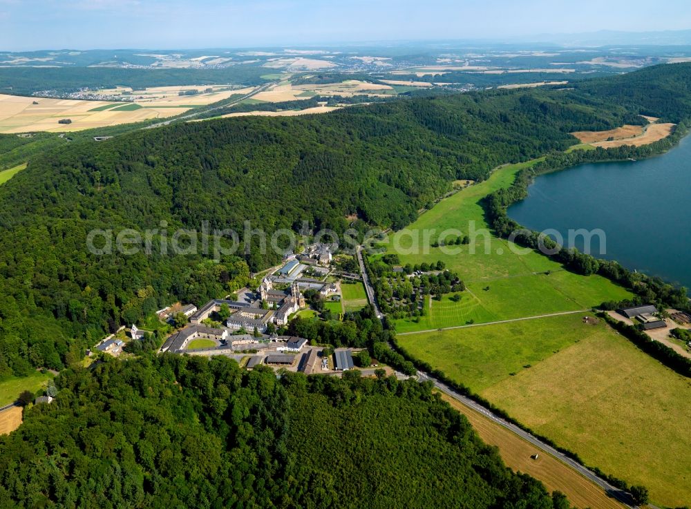 Gless from the bird's eye view: The Abbey of Maria Laach is on the southwest side of the Laacher lake, four kilometers north of Mendig in the Eifel on the denunciation of the local community Glees in Ahrweiler situated high medieval monastery, as Abbey 1093-1216 as the foundation of Henry II of Laach and built his wife Adelheid. They received their current name in 1863